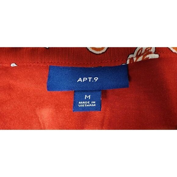 Apt. 9 Flowry Multicolor Red Plaid Floral Blouse Size Medium - Picture 7 of 8